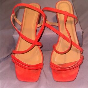 A New Day coral Strappy Sandals- Size 10- worn but in good condition